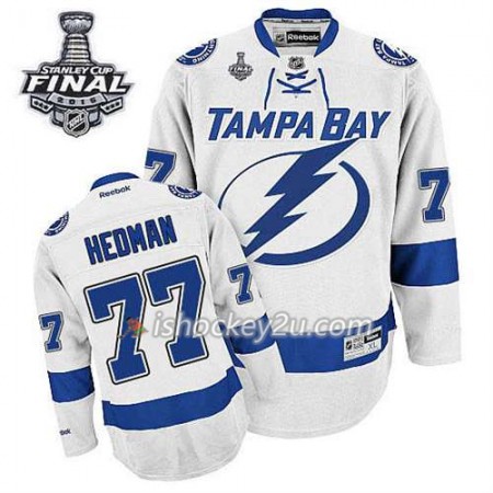 Reebok Mænd NHL Tampa Bay Lightning Trøje Victor Hedman #77 Udebane Hvid 2015 Stanley Cup