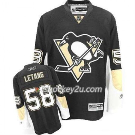 Reebok Mænd NHL Pittsburgh Penguins Trøje Kris Letang 58 Sort Hjemme