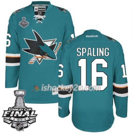 Reebok NHL San Jose Sharks Trøje Nick Spaling #16 Teal Hjemme 2016 Stanley Cup