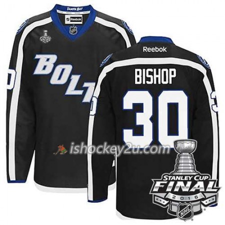 Reebok NHL Tampa Bay Lightning Trøje Ben Bishop #30 Sort Tredje 2016 Stanley Cup