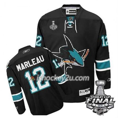 Reebok NHL San Jose Sharks Trøje Patrick Marleau #12 Sort Tredje 2016 Stanley Cup