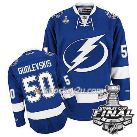 Reebok NHL Tampa Bay Lightning Trøje Kristers Gudlevskis #50 Blå Hjemme 2016 Stanley Cup Reebok NHL Tampa Bay Lightning Trøje Kristers Gudlevskis #50 Blå Hjemme 2016 Stanley Cup