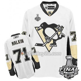 Reebok NHL Pittsburgh Penguins Trøje Evgeni Malkin #71 Hvid Udebane 2016 Stanley Cup