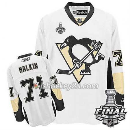 Reebok NHL Pittsburgh Penguins Trøje Evgeni Malkin #71 Hvid Udebane 2016 Stanley Cup