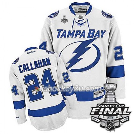 Reebok NHL Tampa Bay Lightning Trøje Ryan Callahan #24 Hvid Udebane 2016 Stanley Cup