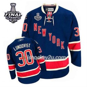 Reebok Mænd NHL New York Rangers Trøje Henrik Lundqvist #30 Tredje Blå 2014 Stanley Cup
