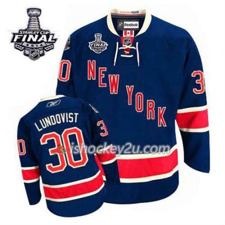 Reebok Mænd NHL New York Rangers Trøje Henrik Lundqvist #30 Tredje Blå 2014 Stanley Cup