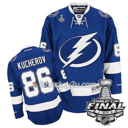 Reebok NHL Tampa Bay Lightning Trøje Nikita Kucherov #86 Blå Hjemme 2016 Stanley Cup