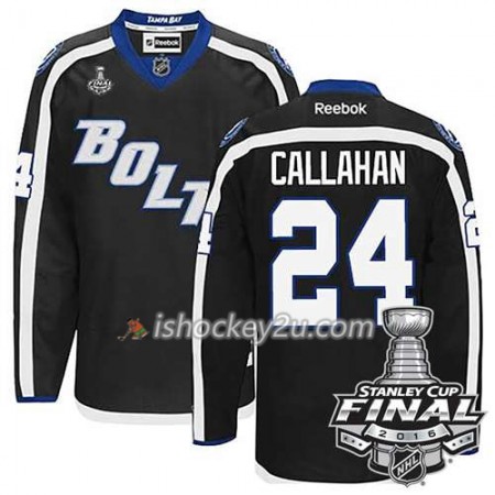 Reebok NHL Tampa Bay Lightning Trøje Ryan Callahan #24 Sort Tredje 2016 Stanley Cup