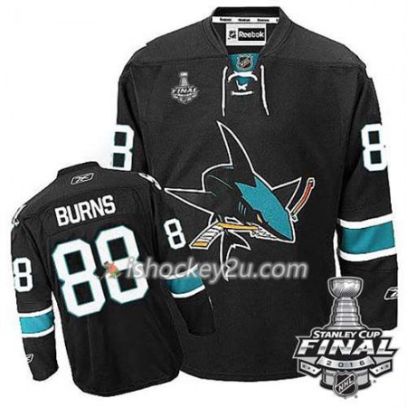 Reebok NHL San Jose Sharks Trøje Brent Burns #88 Sort Tredje 2016 Stanley Cup