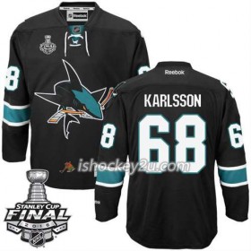 Reebok NHL San Jose Sharks Trøje Melker Karlsson #68 Sort Tredje 2016 Stanley Cup