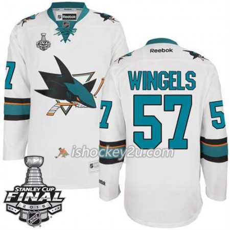 Reebok NHL San Jose Sharks Trøje Tommy Wingels #57 Hvid Udebane 2016 Stanley Cup