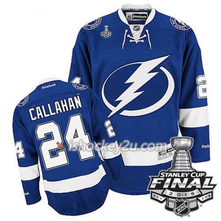 Reebok NHL Tampa Bay Lightning Trøje Ryan Callahan #24 Blå Hjemme 2016 Stanley Cup