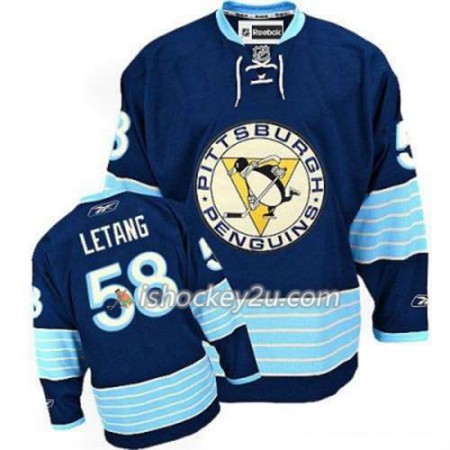 Reebok Mænd NHL Pittsburgh Penguins Trøje Kris Letang 58 Blå Tredje