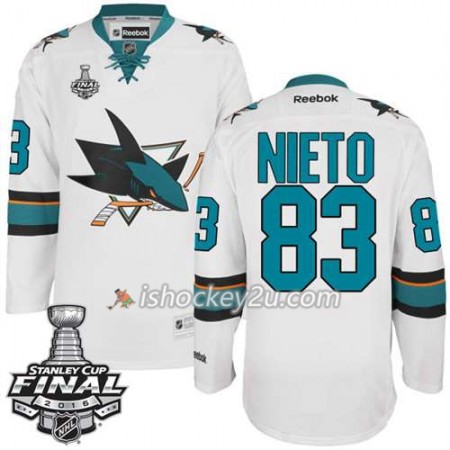 Reebok NHL San Jose Sharks Trøje Matt Nieto #83 Hvid Udebane 2016 Stanley Cup