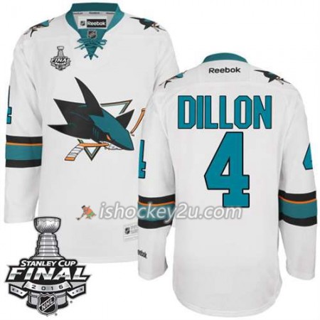 Reebok NHL San Jose Sharks Trøje Brenden Dillon #4 Hvid Udebane 2016 Stanley Cup