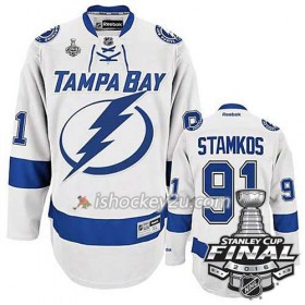 Reebok NHL Tampa Bay Lightning Trøje Steven Stamkos #91 Hvid Udebane 2016 Stanley Cup