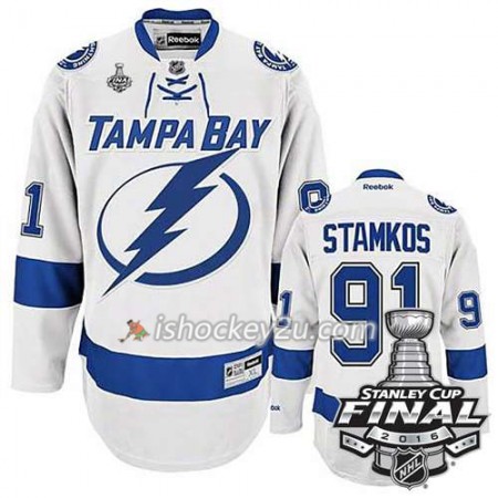 Reebok NHL Tampa Bay Lightning Trøje Steven Stamkos #91 Hvid Udebane 2016 Stanley Cup
