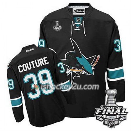 Reebok NHL San Jose Sharks Trøje Logan Couture #39 Sort Tredje 2016 Stanley Cup