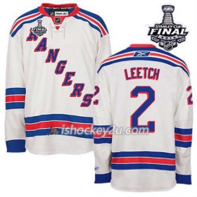 Reebok Mænd NHL New York Rangers Trøje Brian Leetch #2 Udebane Hvid 2014 Stanley Cup