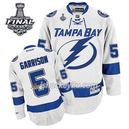 Reebok Mænd NHL Tampa Bay Lightning Trøje Jason Garrison #5 Udebane Hvid 2015 Stanley Cup