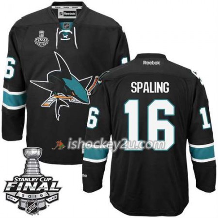 Reebok NHL San Jose Sharks Trøje Nick Spaling #16 Sort Tredje 2016 Stanley Cup