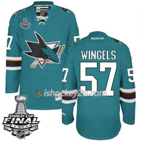 Reebok NHL San Jose Sharks Trøje Tommy Wingels #57 Teal Hjemme 2016 Stanley Cup