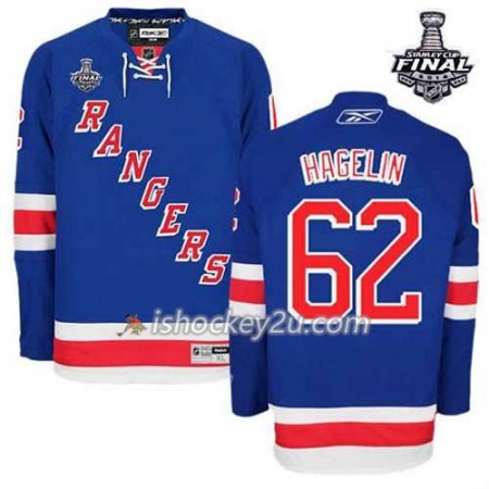 Reebok Mænd NHL New York Rangers Trøje Carl Hagelin #62 Hjemme Blå 2014 Stanley Cup