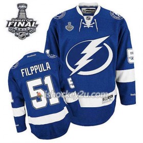 Reebok Mænd NHL Tampa Bay Lightning Trøje Tyler Johnson #51 Hjemme Blå 2015 Stanley Cup