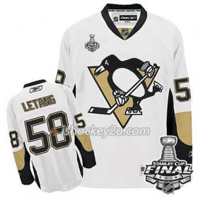 Reebok NHL Pittsburgh Penguins Trøje Kris Letang #58 Hvid Udebane 2016 Stanley Cup