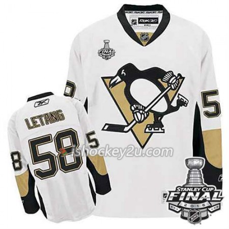 Reebok NHL Pittsburgh Penguins Trøje Kris Letang #58 Hvid Udebane 2016 Stanley Cup