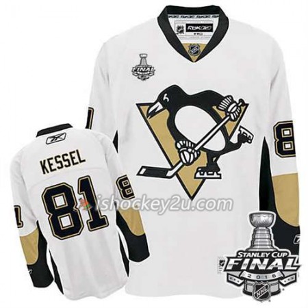 Reebok NHL Pittsburgh Penguins Trøje Phil Kessel #81 Hvid Udebane 2016 Stanley Cup