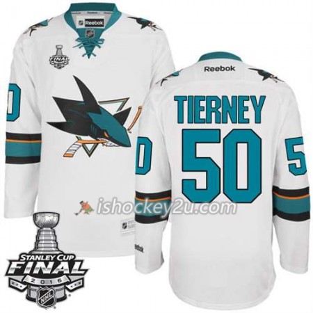 Reebok NHL San Jose Sharks Trøje Chris Tierney #50 Hvid Udebane 2016 Stanley Cup