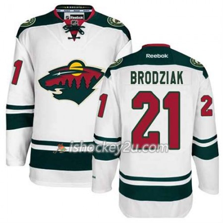 Reebok Mænd NHL Minnesota Wild Trøje Kyle Brodziak #21 Udebane Hvid Reebok Mænd NHL Minnesota Wild Trøje Kyle Brodziak #21 Udebane Hvid