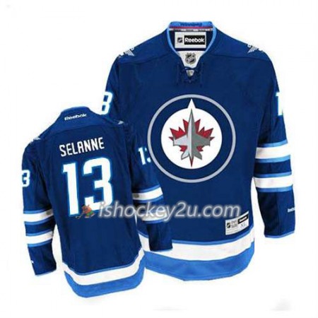 Reebok Mænd NHL Winnipeg Jets Trøje Teemu Selanne #13 Hjemme Blå
