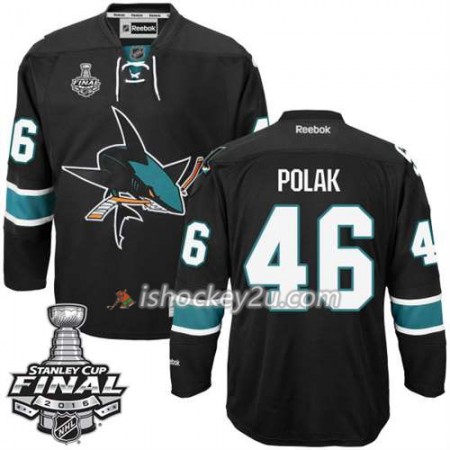 Reebok NHL San Jose Sharks Trøje Roman Polak #46 Sort Tredje 2016 Stanley Cup