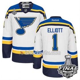 Reebok NHL St. Louis Blues Trøje Brian Elliott #1 Hvid Udebane 2016 Stanley Cup