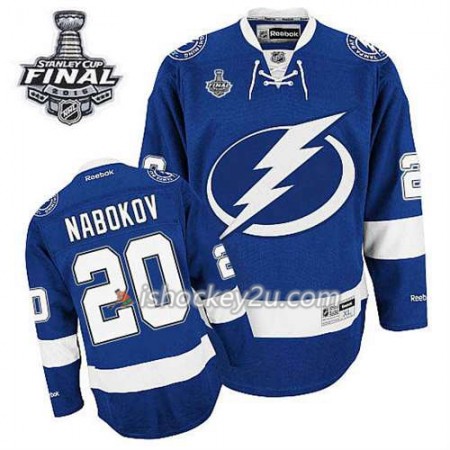 Reebok Mænd NHL Tampa Bay Lightning Trøje Evgeni Nabokov #20 Hjemme Blå 2015 Stanley Cup