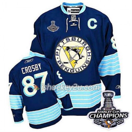 Reebok NHL Pittsburgh Penguins Trøje 2016 Stanley Cup Champions Sidney Crosby Premier Finals #87 Blå