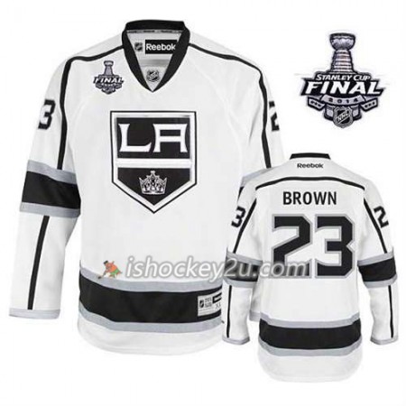 Børn NHL Los Angeles Kings Trøje Dustin Brown #23 Udebane Hvid 2014 Stanley Cup