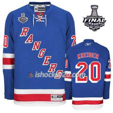 Reebok Mænd NHL New York Rangers Trøje Chris Kreider #20 Hjemme Blå 2014 Stanley Cup