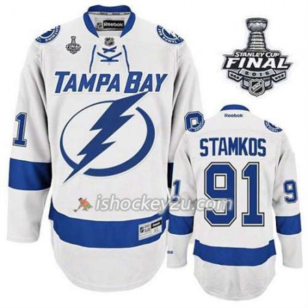 Børn NHL Tampa Bay Lightning Trøje Steven Stamkos #91 Udebane Hvid 2015 Stanley Cup