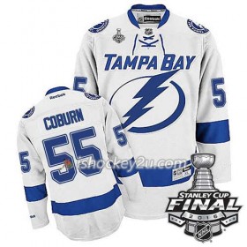 Reebok NHL Tampa Bay Lightning Trøje Braydon Coburn #55 Hvid Udebane 2016 Stanley Cup