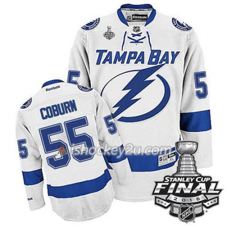 Reebok NHL Tampa Bay Lightning Trøje Braydon Coburn #55 Hvid Udebane 2016 Stanley Cup