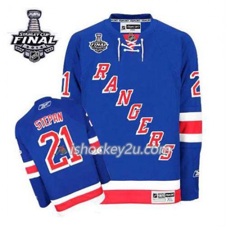 Reebok Mænd NHL New York Rangers Trøje Derek Stepan #21 Hjemme Blå 2014 Stanley Cup