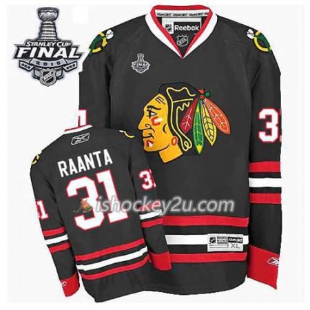 Reebok Mænd NHL Chicago Blackhawks Trøje Antti Raanta #31 Tredje Sort 2015 Stanley Cup