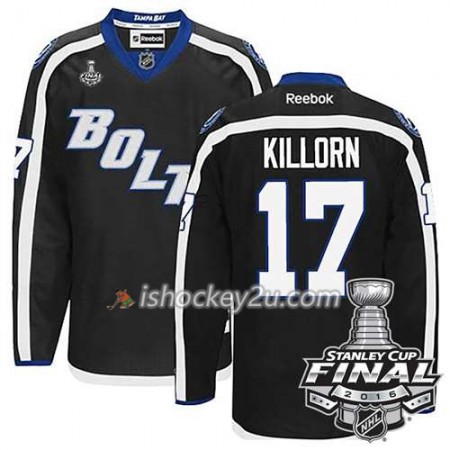 Reebok NHL Tampa Bay Lightning Trøje Alex Killorn #17 Sort Tredje 2016 Stanley Cup
