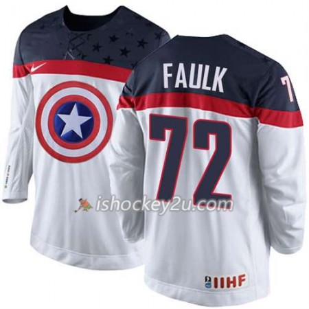 Reebok Mænd NHL USA Team Trøje Justin Faulk #72 Hvid