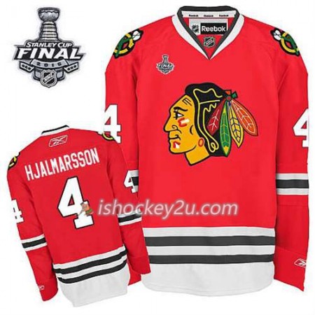 Reebok Mænd NHL Chicago Blackhawks Trøje Niklas Hjalmarsson #4 Hjemme Rød 2015 Stanley Cup