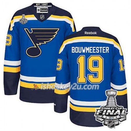 Reebok NHL St. Louis Blues Trøje Jay Bouwmeester #19 Blå Hjemme 2016 Stanley Cup